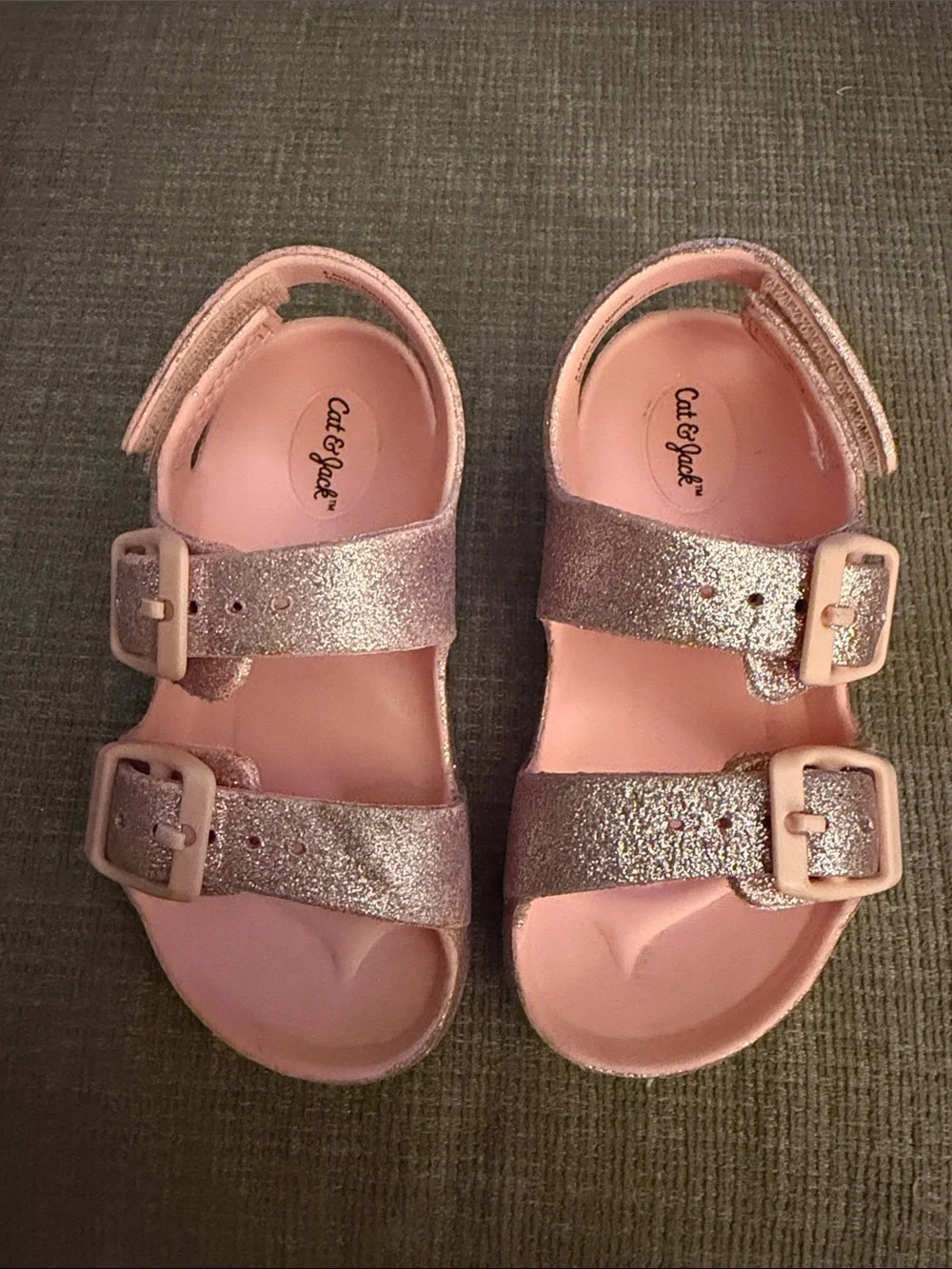 Cat & Jack Pink Glitter Double-Buckle Sandals